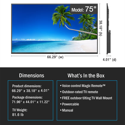 75'' full sun Dimension