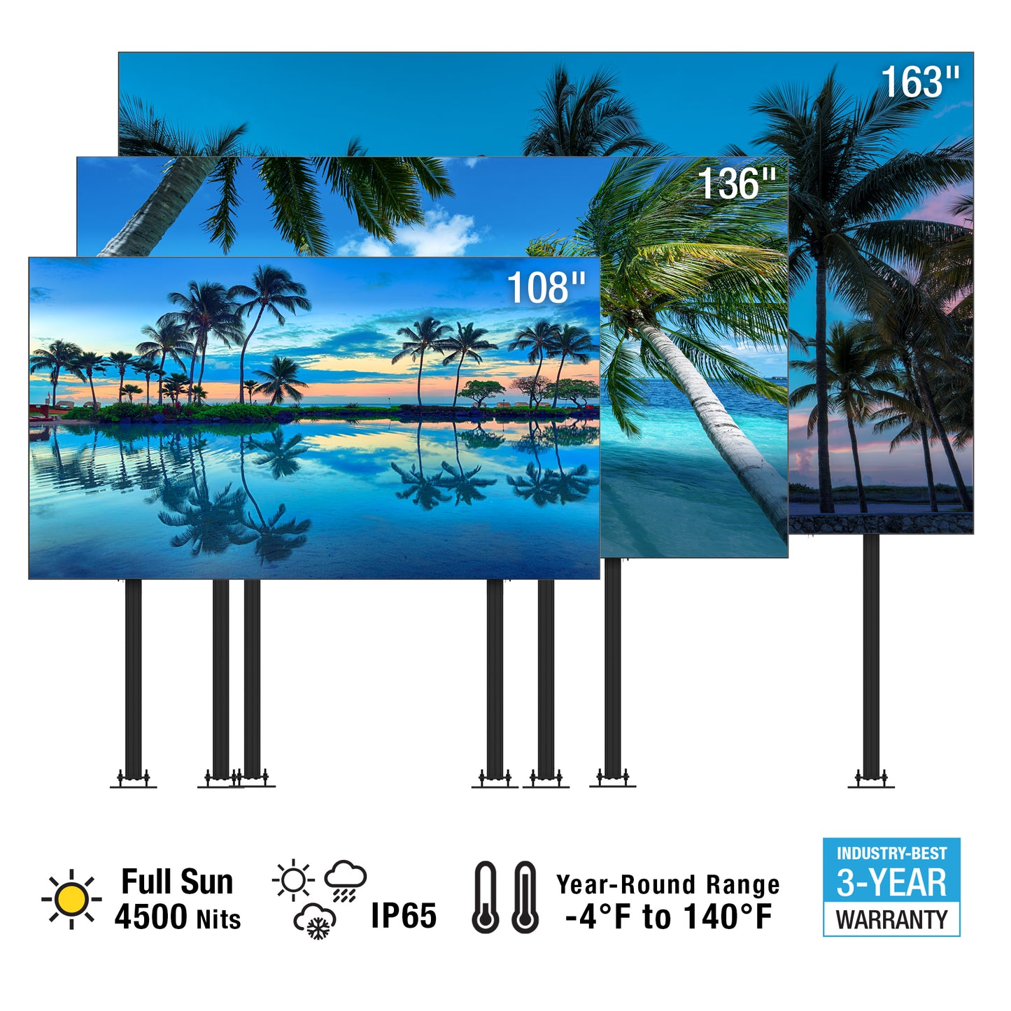 Neptune All-in-One Outdoor dvLED Solution with Bolt-Down Pedestal Mount