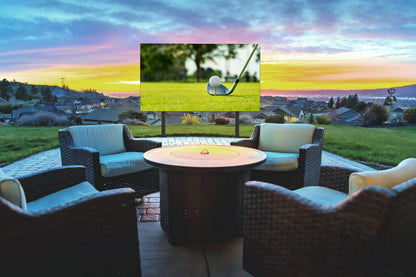 All in one dvLED Pedestal in luxury backyard