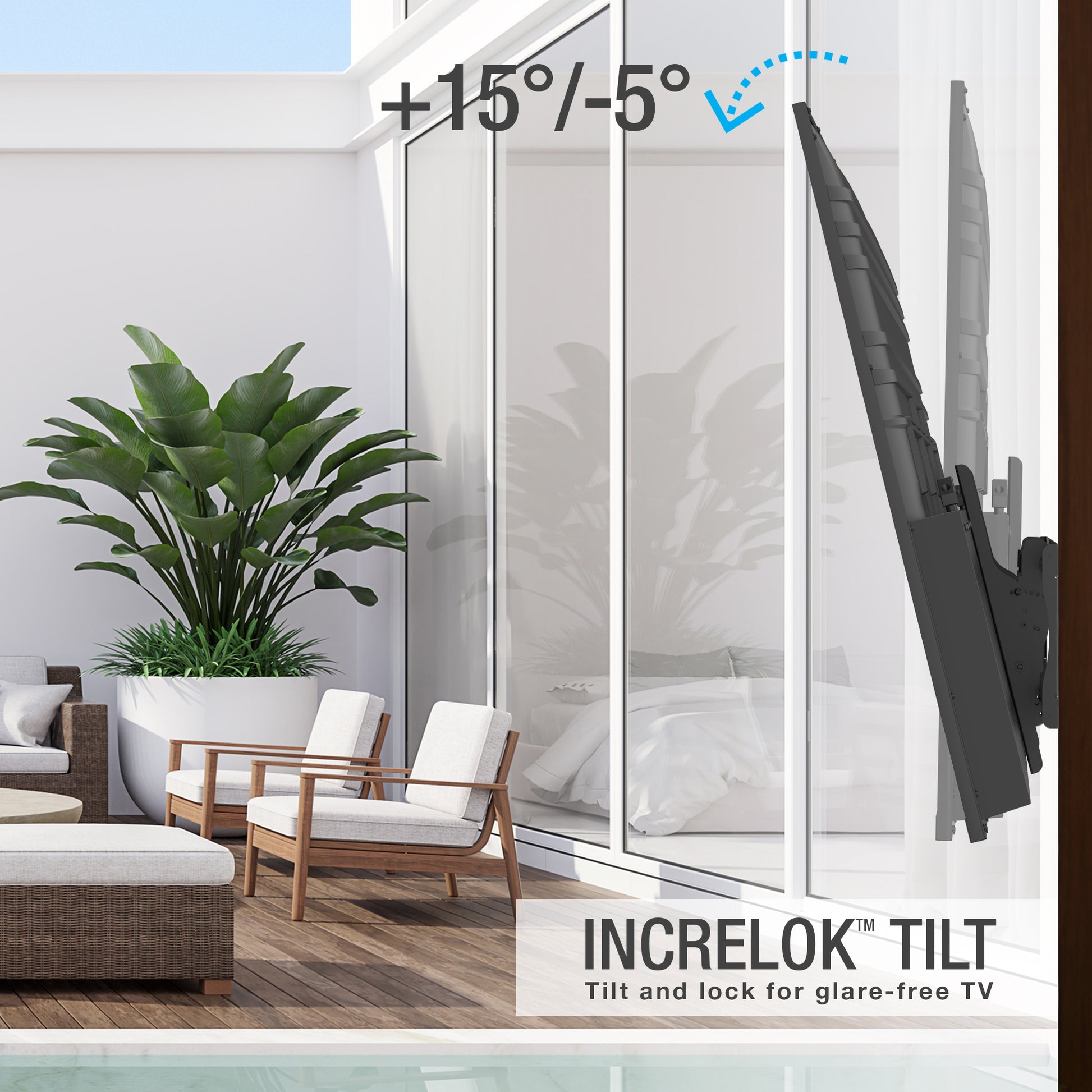 IncreLok tilt for a glare-free TV